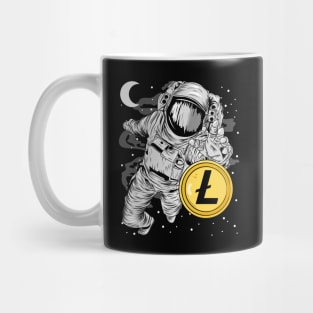 Astronaut Reaching Litecoin Lite Coin LTC To The Moon Crypto Token Cryptocurrency Wallet Birthday Gift For Men Women Kids Mug